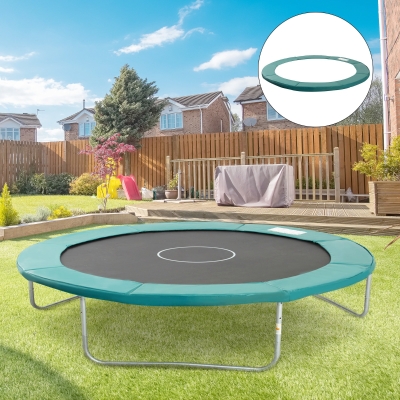 Soozier 14FT Trampoline Pad Replacement, Φ168" Spring Cover, Water-Resistant Universal Round Trampoline Safety Pad, No Holes for Pole, Green