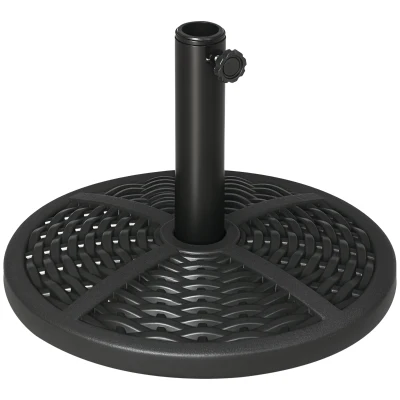 Outsunny 18" Market Umbrella Base Holder, Heavy Duty Round Parasol Stand with Rattan Design for Patio, Black