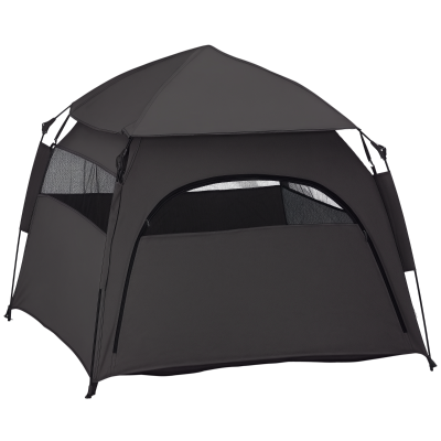 PawHut Pop Up Dog Tent for Large, Extra Large Dogs, Portable Pet Playpen Tent for Beach, Backyard, Home, Grey
