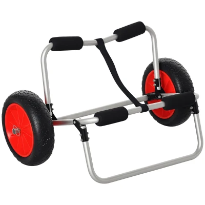Soozier 198LBS Kayak Cart, Foldable Canoe Dolly, Kayak Carrier Transport Trailer w/ NO-Flat Wheel and Aluminum Frame, Silver