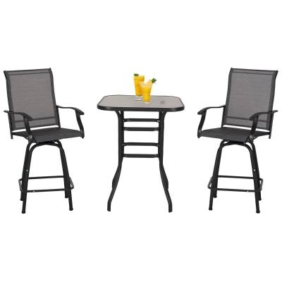 Outdoor Patio Bar Set 25.5''x23.25''x52'' Grey, Brown