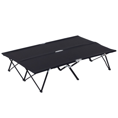 Outsunny 2-Person Folding Camping Cot, 50" Extra Wide, Black
