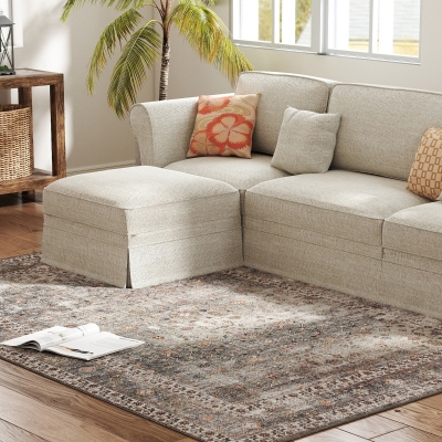 HOMCOM 5x7 Machine Washable Non-Slip Area Rug, Mixed-Brown
