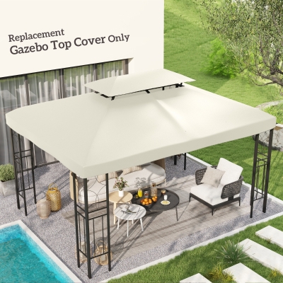 Outsunny 13' x 10' Gazebo Replacement Canopy 2 Tier Top UV Cover Pavilion Garden Patio Outdoor, Cream White (TOP ONLY)