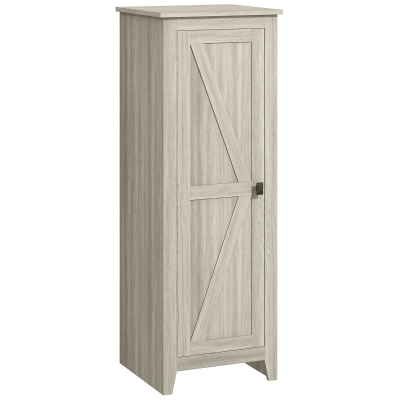 HOMCOM 48" Kitchen Pantry Storage Cabinet w/ Barn Door, Kitchen Pantry Cabinet w/ Adjustable Shelves, Grey Wood Grain