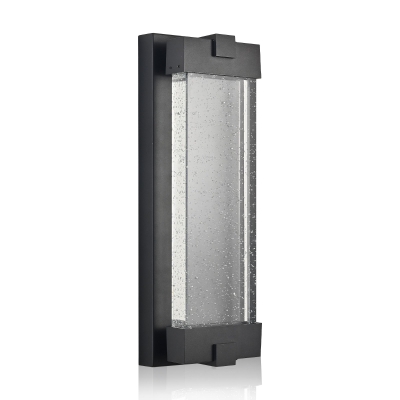 19" Outdoor Wall Light with Bubble Crystal Glass, Black