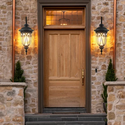 Classic Outdoor Wall Lantern with Bubble Glass, Black