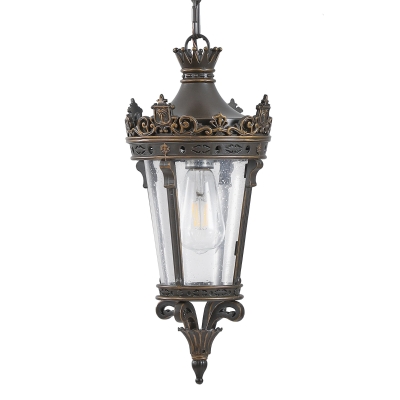 Antique Crown Outdoor Hanging Lantern with Ornate Metal Design, Coffee+Golden