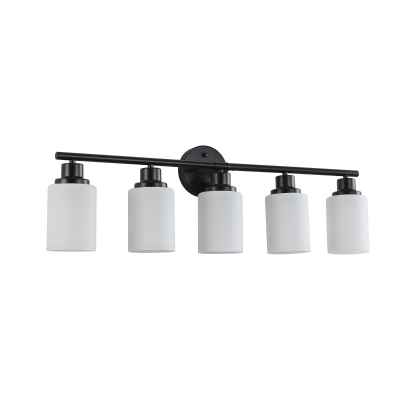 31" Modern 5-Light Vanity Bathroom Mirror Light with Iron Frame, Black+White