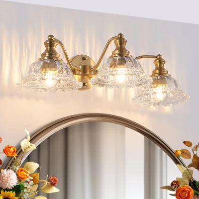 3-Light Vintage Wall Sconce with Golden Finish, Gold