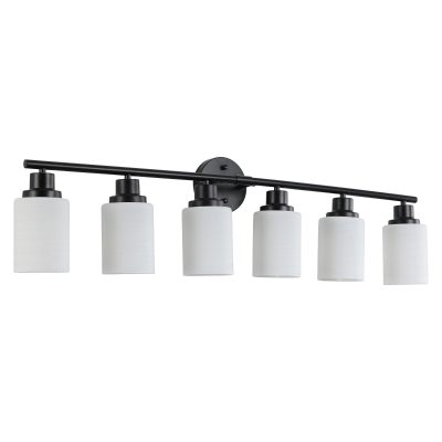 39" Modern 6-Light Vanity Light with Iron Frame, Black+White