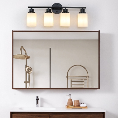 24.5" Modern 4-Light Vanity Bathroom Mirror Light with Iron Frame, Black+White