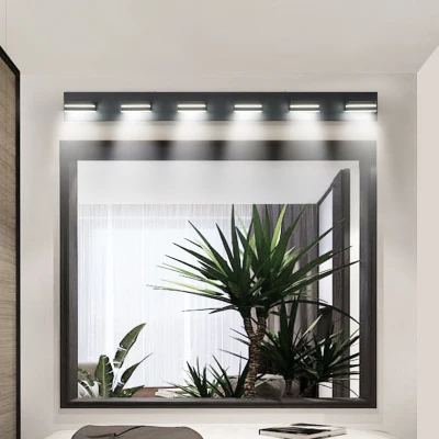 Modern Energy-Efficient 6-Light Wall Sconce with Geometric Design, Black