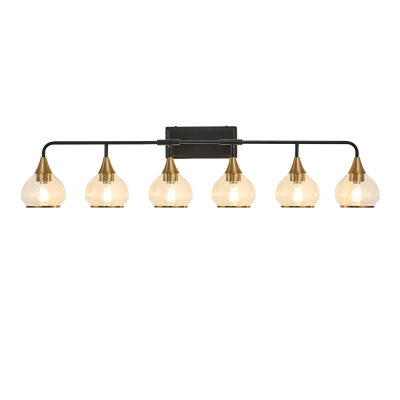 48" Modern 6-Light Vanity Wall Sconce with Clear Glass Shades, Black+Gold