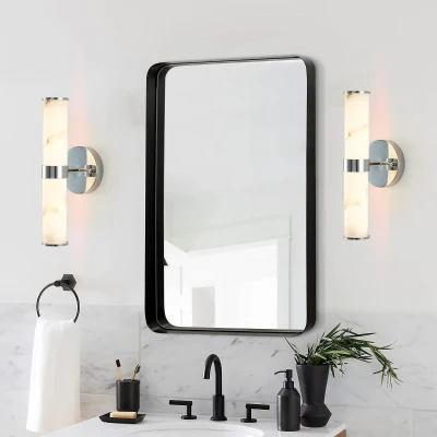 Set of 2 Resin Imitation Marble Wall Sconce, Silver