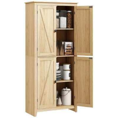 HOMCOM 72" Freestanding Storage Cabinet, Kitchen Pantry Cabinet with Doors and Shelves for Dining Room, Natural