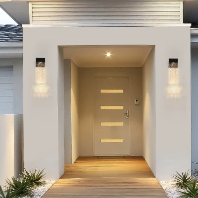 2-Pack Outdoor Waterproof LED Crystal Wall Lamp with Weatherproof Design, Black