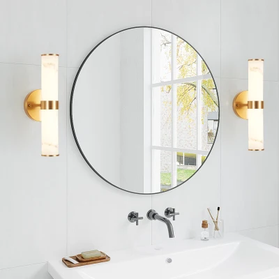 Set of 2 Resin Wall Sconces with Gold Accents, Gold
