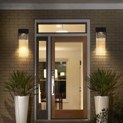 2-Pack Outdoor Wall Light Fixture with Bubble Crystal and Light Sensor, Black