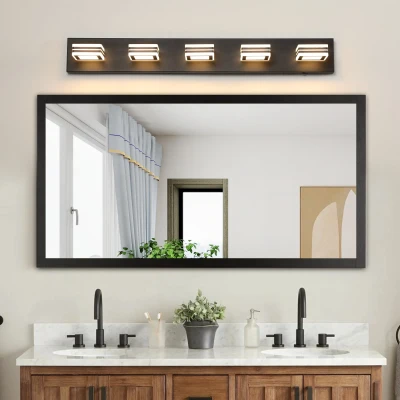 Modern 5-Light LED Vanity Light with Iron and Acrylic, Black