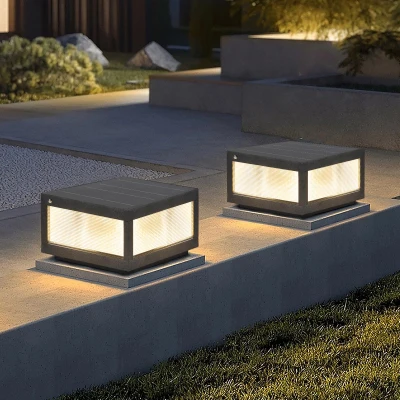 2-Pack Solar Powered LED Post Cap Light with Modern design, Black