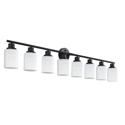 52" Modern 8-Light Vanity Light with Iron Frame, Black+White