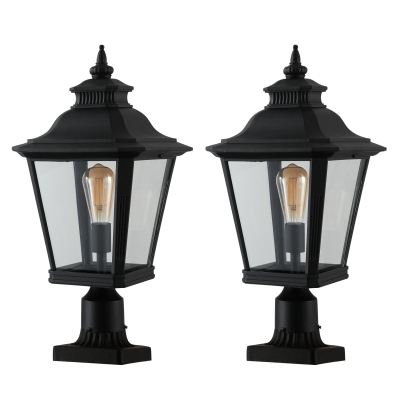 2-Pack Outdoor Post Lantern Lights with Weather-Resistant Design, Black