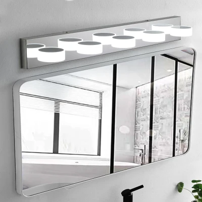 37" Modern 5-Light LED Vanity Light Fixture with Acrylic Shades, Chrome