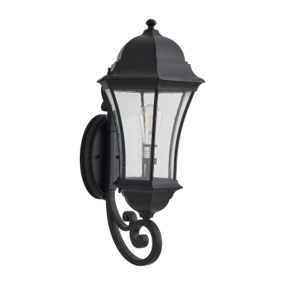 27" Outdoor Wall Lantern with Dusk to Dawn Sensor, Black
