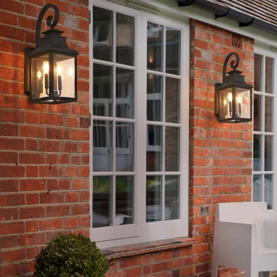 23" Outdoor Wall Lantern Light 2-Pack with Weather Resistant, Black
