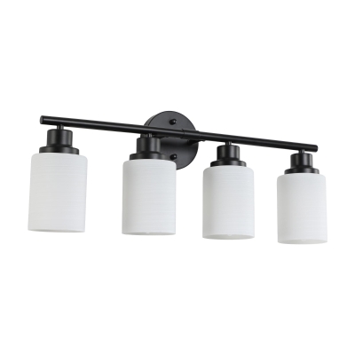 24.5" Modern 4-Light Vanity Bathroom Mirror Light with Iron Frame, Black+White