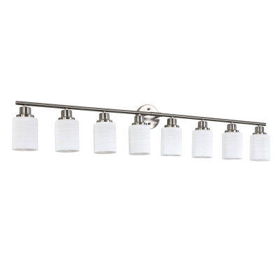 52" 8-Light Vanity Wall Sconce with Frosted Glass Shades, Silver