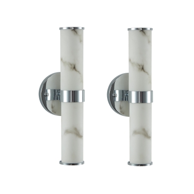 Set of 2 Resin Imitation Marble Wall Sconce, Silver