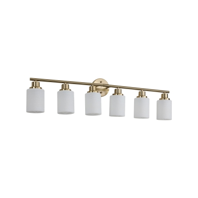 38.5" Modern 6-Light Vanity Wall Sconce with Frosted Glass Shades, Gold
