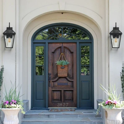 21" Outdoor Wall Lantern Light 2-Pack with Weather Resistant, Black
