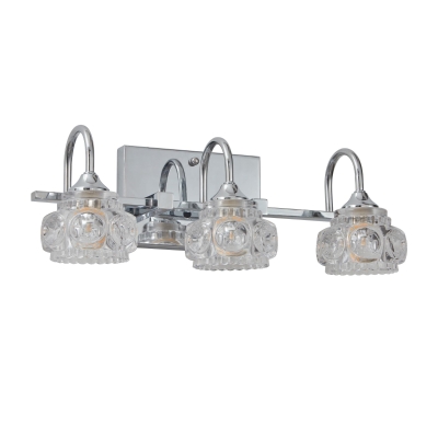 17" Elegant 3-Light Bathroom Fixture with Clear Glass Shades, Silver