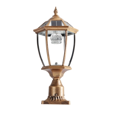Solar Powered LED Outdoor Lantern with Elegant Glass Design, Bronze