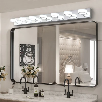52" Modern 7-Light LED Vanity Light Fixture with Acrylic Shades, Chrome