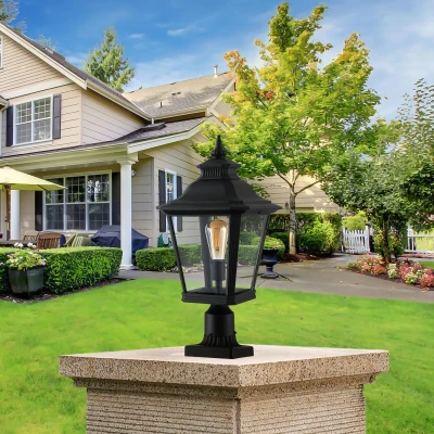 Outdoor Post Lantern Light with Pathway Lighting, Black