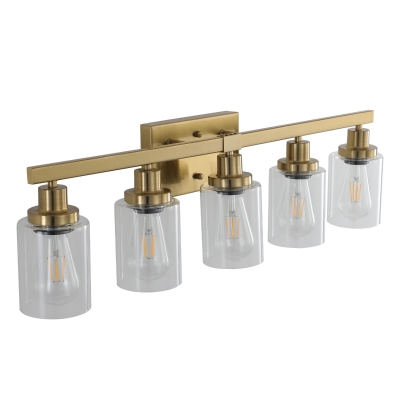 31" 5-Light Vanity Light with Clear Glass Shades, Golden
