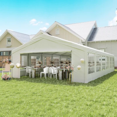 Outsunny 20' x 40' Heavy-Duty Wedding Tent, White Gazebo Canopy
