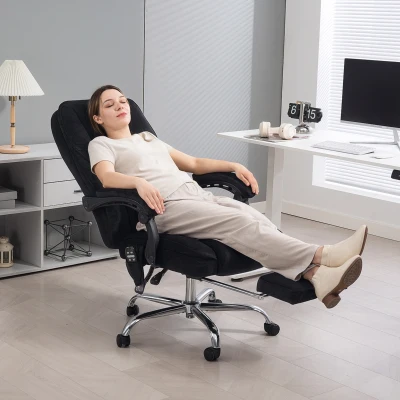 Vinsetto Massage Reclining Office Chair with Footrest, Black