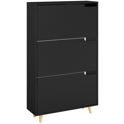 HOMCOM Slim Shoe Storage Cabinet with 3 Flip Drawers and Adjustable Shelves, Shoe Cabinet for 18-24 Pairs, Black
