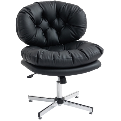 HOMCOM Computer Desk Chair, Armless Office Chair with Wide Padded Seat and Adjustable Height, Black