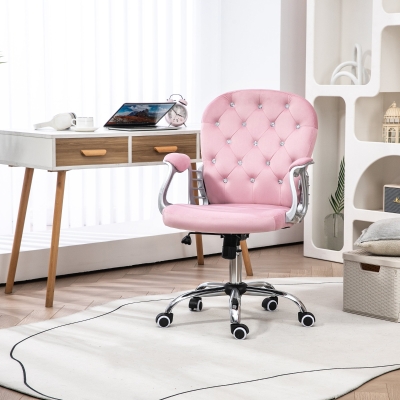 Vinsetto Office Chair, Computer Desk Chair with Adjustable Height and Tufted Back, Pink