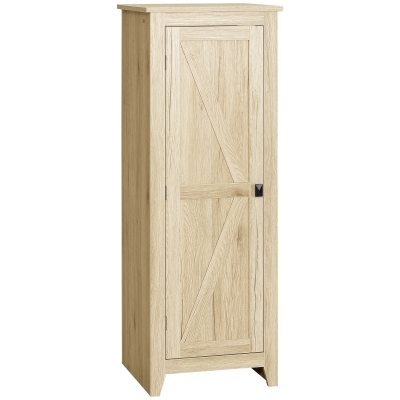 HOMCOM 48" Farmhouse Kitchen Pantry Storage Cabinet with Barn Door, Kitchen Pantry Cabinet with Adjustable Shelves, Natural