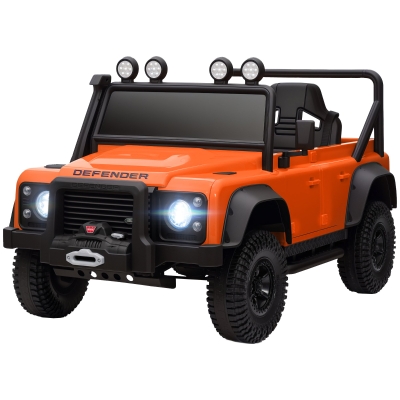 Qaba Land Rover Licensed Kids Ride on Truck with Remote Control, Spring Suspension, LED Lights, 3 Speed for Ages 3-5, Orange
