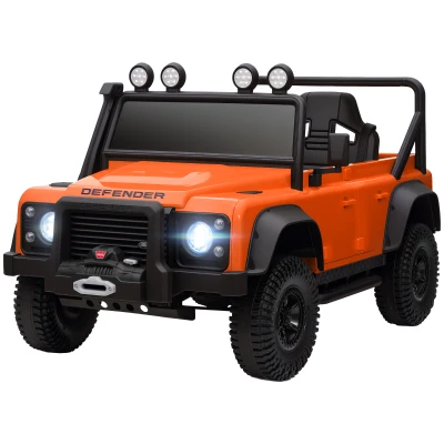 Qaba Land Rover Licensed Kids Ride on Truck with Remote Control, Spring Suspension, LED Lights, 3 Speed for Ages 3-5, Orange