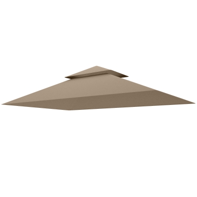 Outsunny BBQ Gazebo Canopy Replacement Roof, 5' x 8' Grill Gazebo Roof with UPF50+ Double Tiered Top Cover, Khaki
