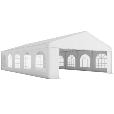 Outsunny 33'x20' Heavy Duty Steel Carport Garage Wedding Party Event Tent Shelter Gazebo Outdoor w/ Sidewalls Canopy Pavilion White